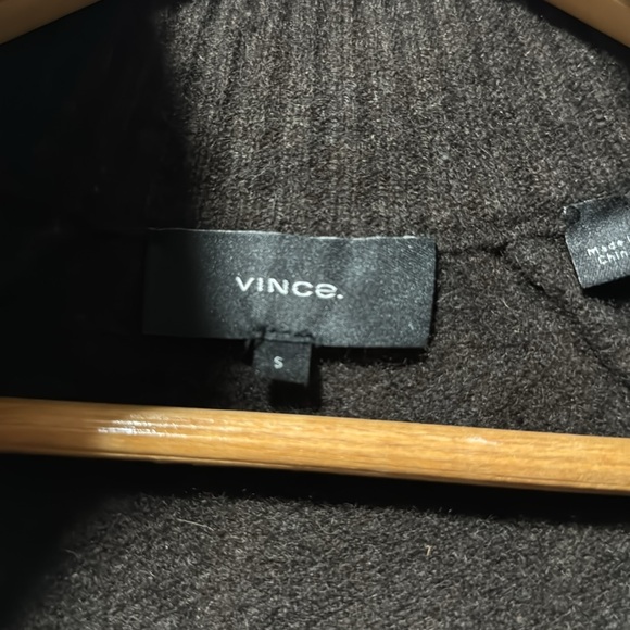 Vince brown yak & merino wool quarter zip sweater size small - Picture 2 of 5